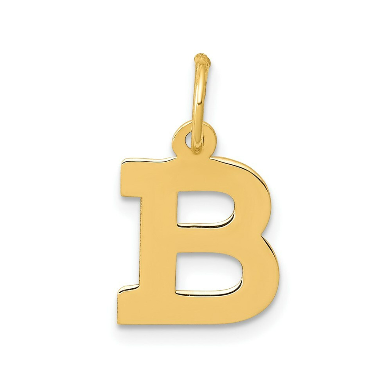 14K Yellow Gold Small Block Initial Letter B Charm Pendant - (B11-992)