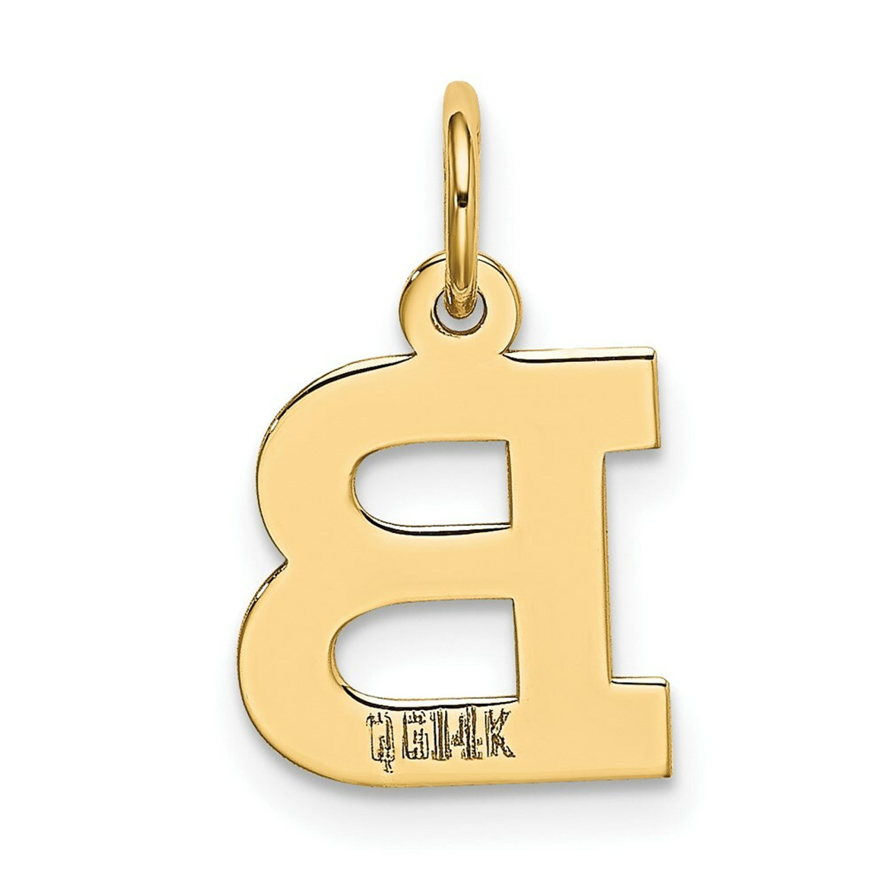 14K Yellow Gold Small Block Initial Letter B Charm Pendant - (B11-992)