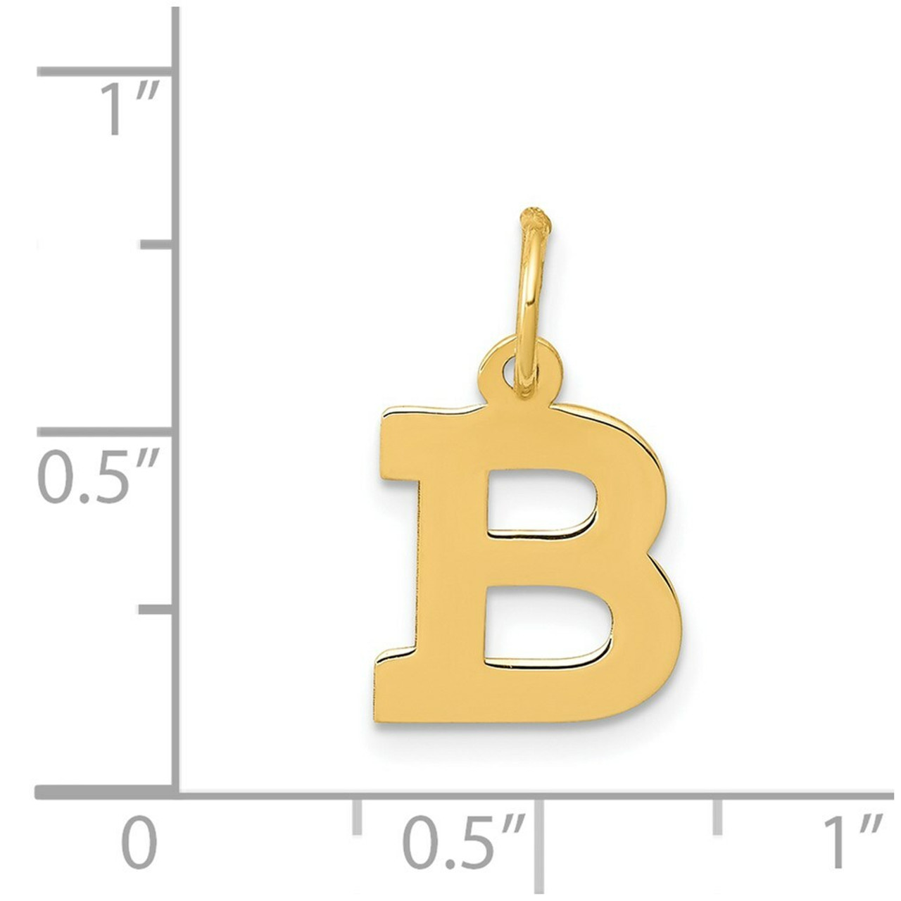 14K Yellow Gold Small Block Initial Letter B Charm Pendant - (B11-992)