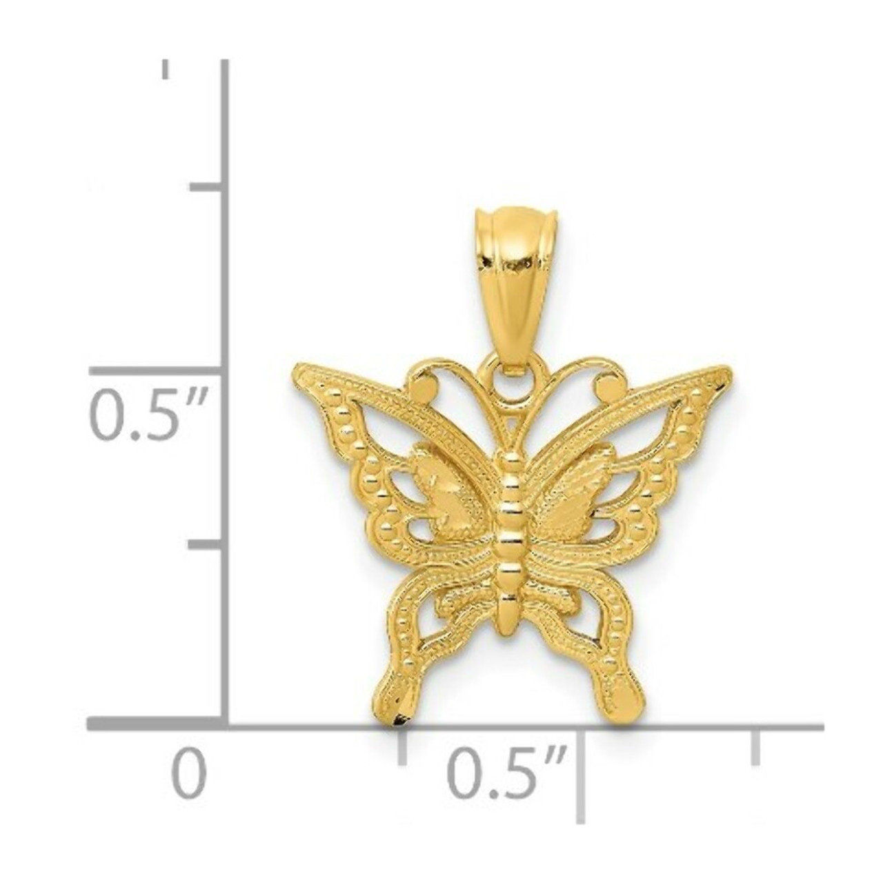 14K Yellow Gold Diamond-cut Butterfly Pendant - (B13-173)