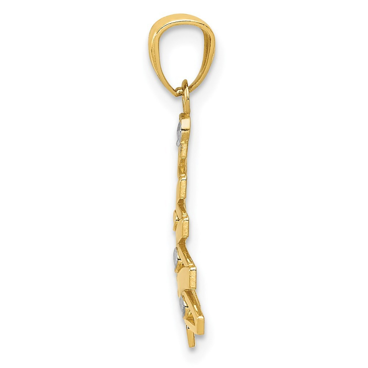 14K Yellow Gold & Rhodium Christmas Tree Pendant - (B13-330)