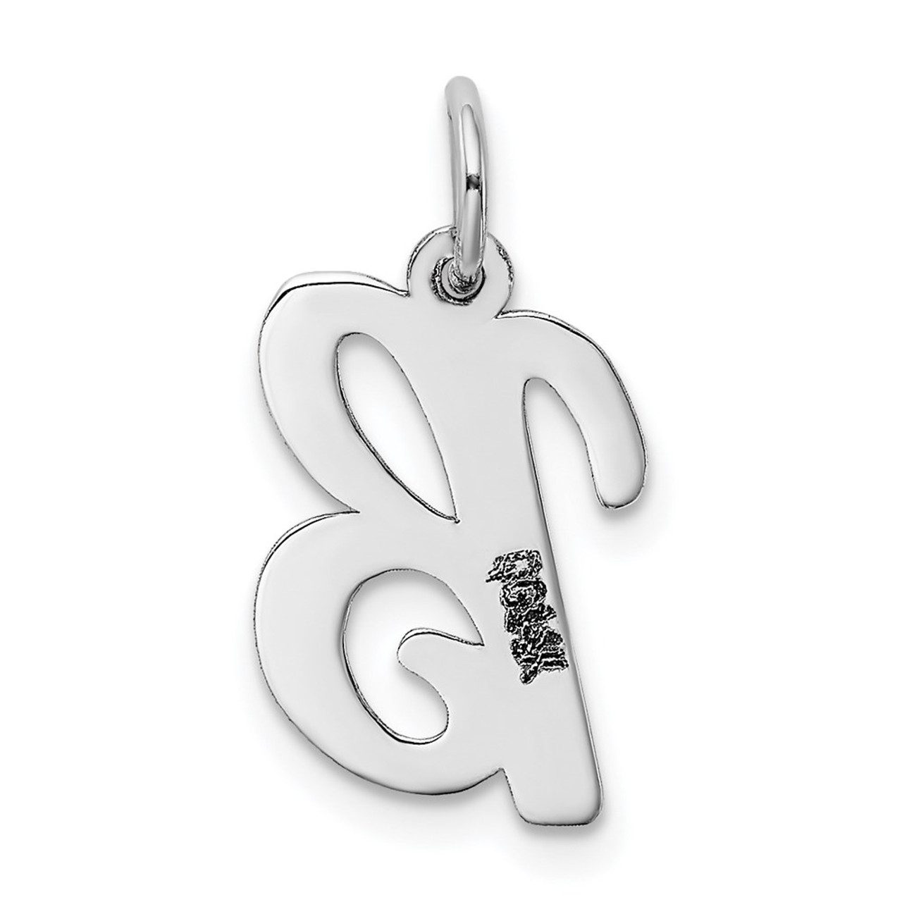 14K White Gold Medium Script Initial Letter B Charm Pendant - (B13-417)