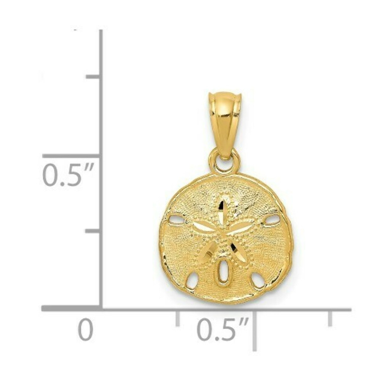 14K Yellow Gold Polished & Textured Sand Dollar Pendant - (B14-371)