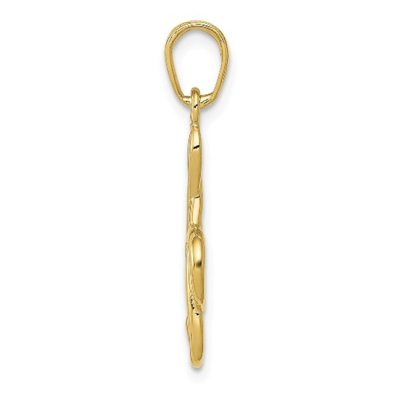 10K Yellow Gold 3-D Treble Clef Pendant - (B14-379)