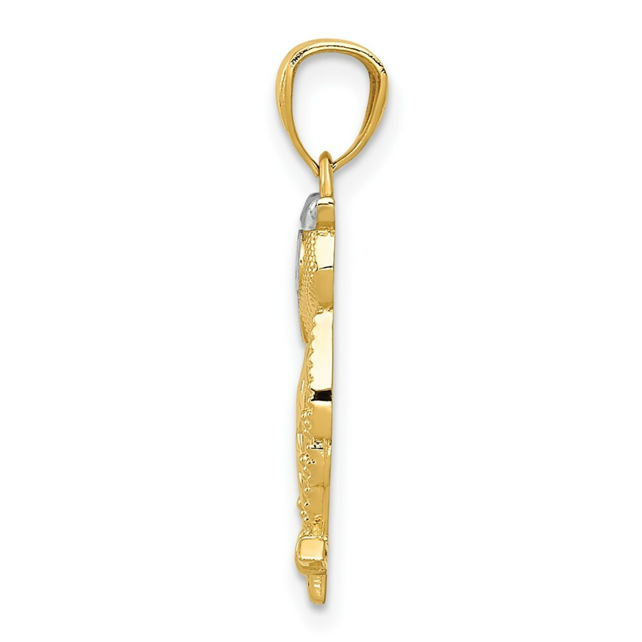 14K Yellow Gold & Rhodium Owl Pendant - (A83-241)
