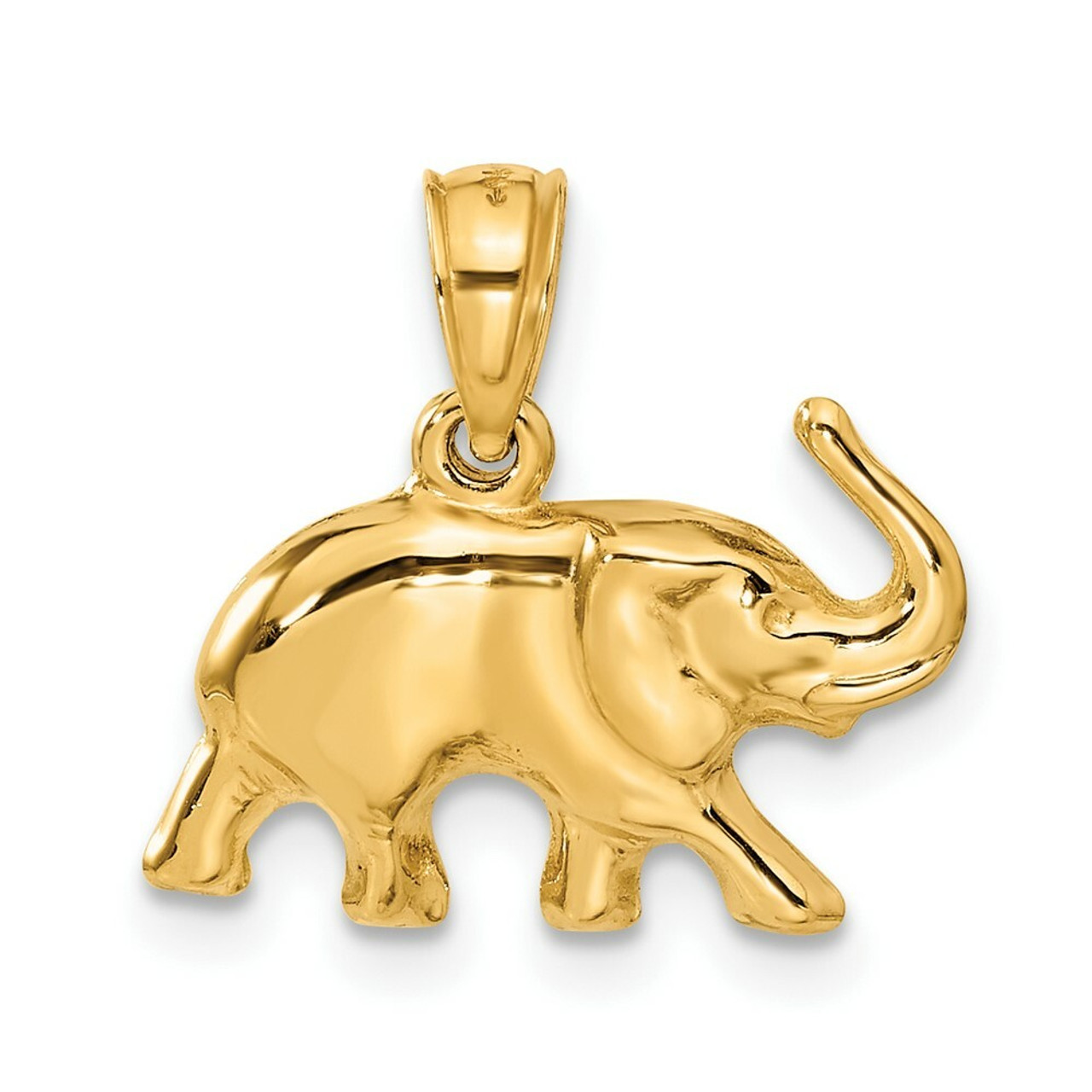14K Yellow Gold 3-D Elephant Pendant - (A83-253)