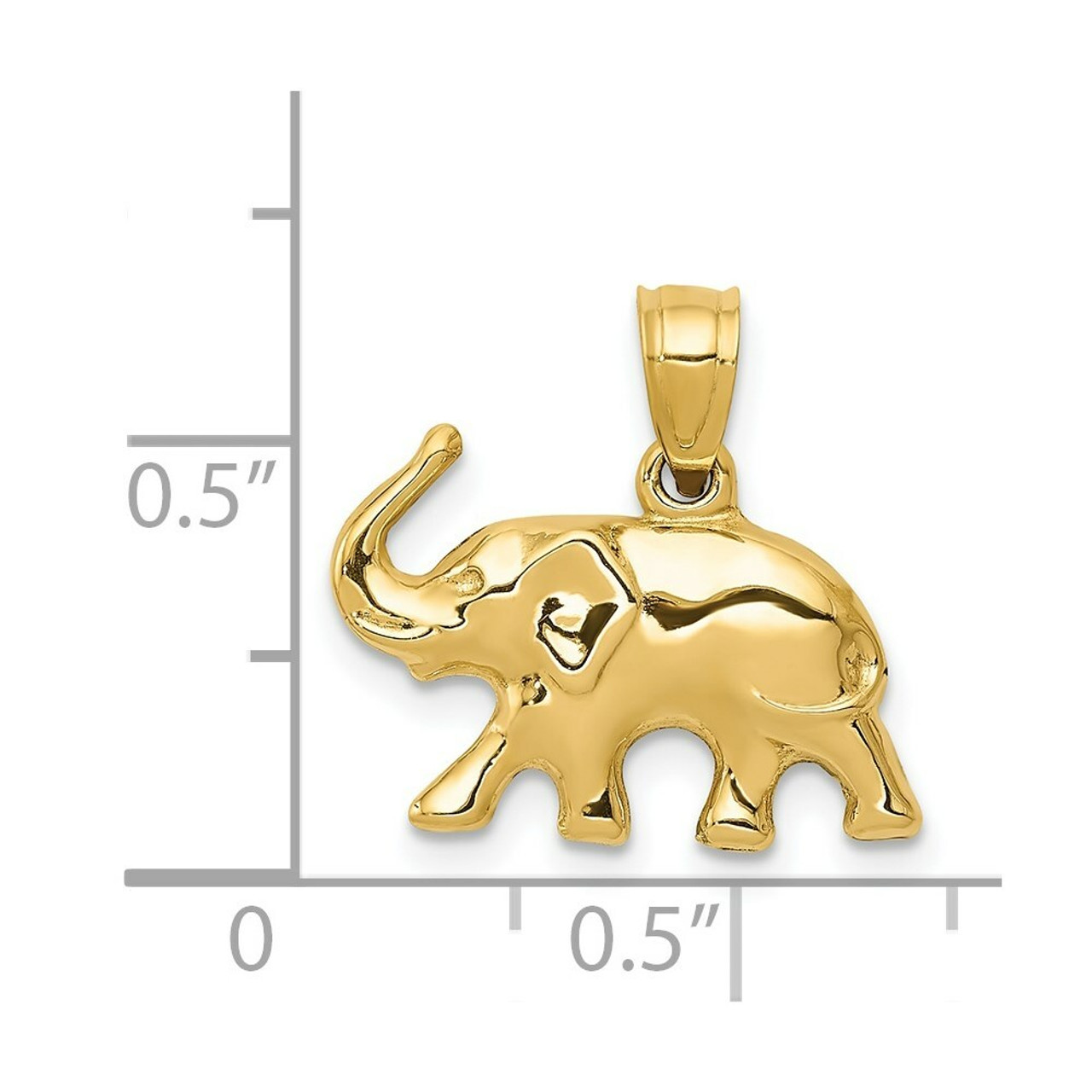 14K Yellow Gold 3-D Elephant Pendant - (A83-253)