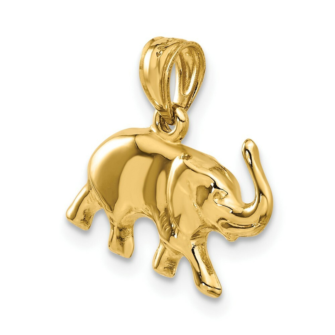 14K Yellow Gold 3-D Elephant Pendant - (A83-253)