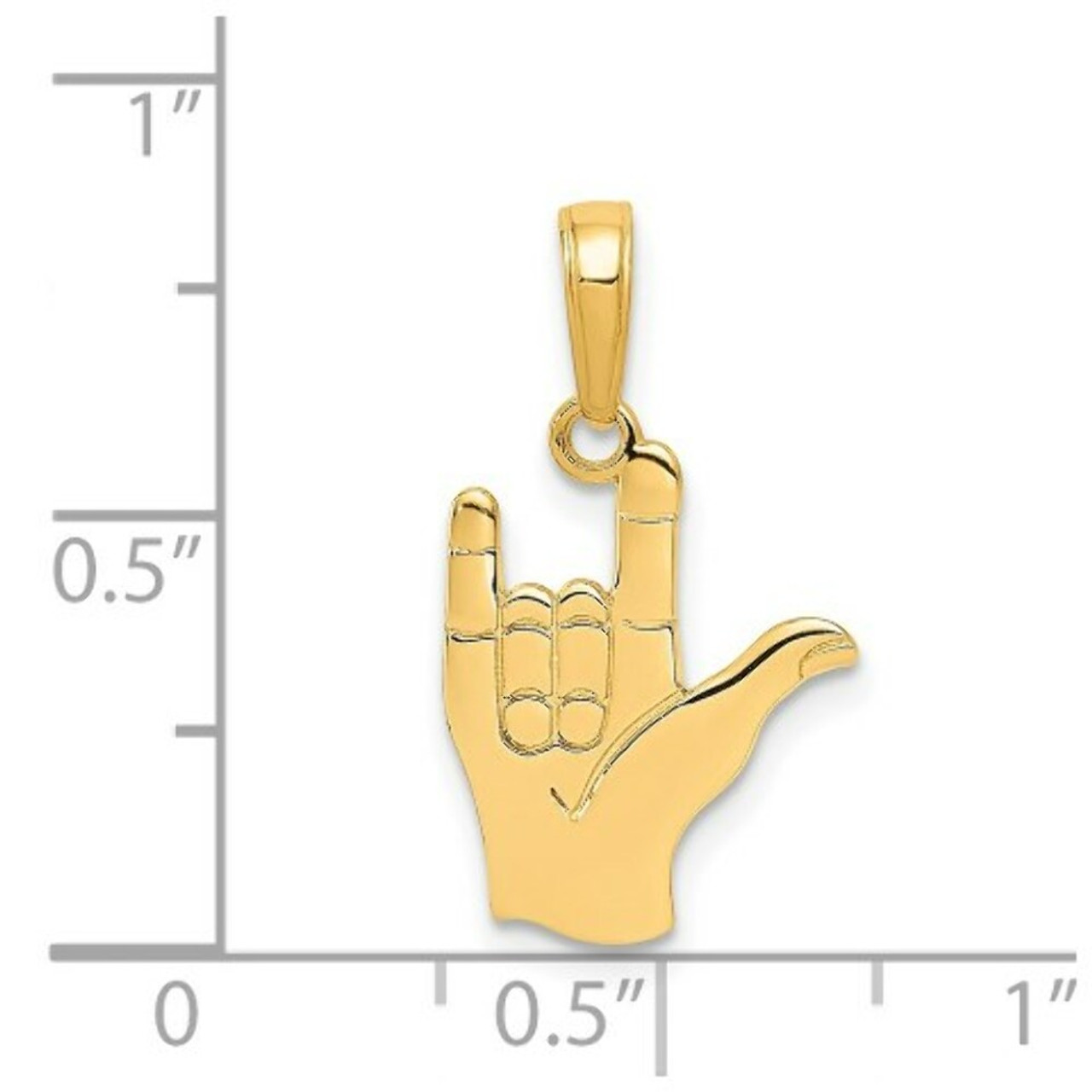 14K Yellow Gold I Love You Hand/ Sign Language Pendant - (A83-388)