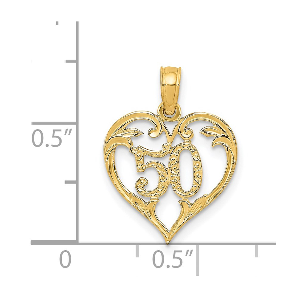 14K Yellow Gold 50 Inside Heart Cutout Pendant - (A83-390) - Roy