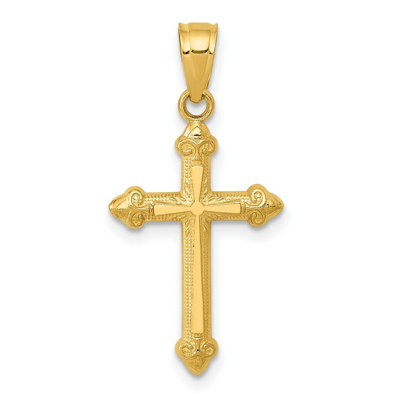 14K Yellow Gold Passion Cross Pendant 25mm length - (A83-562)