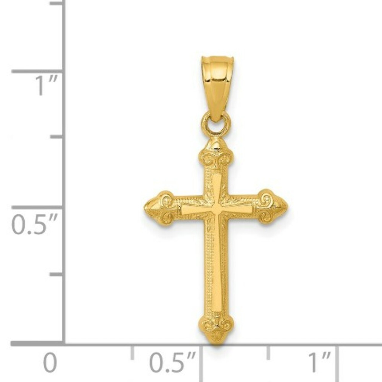 14K Yellow Gold Passion Cross Pendant 25mm length - (A83-562)