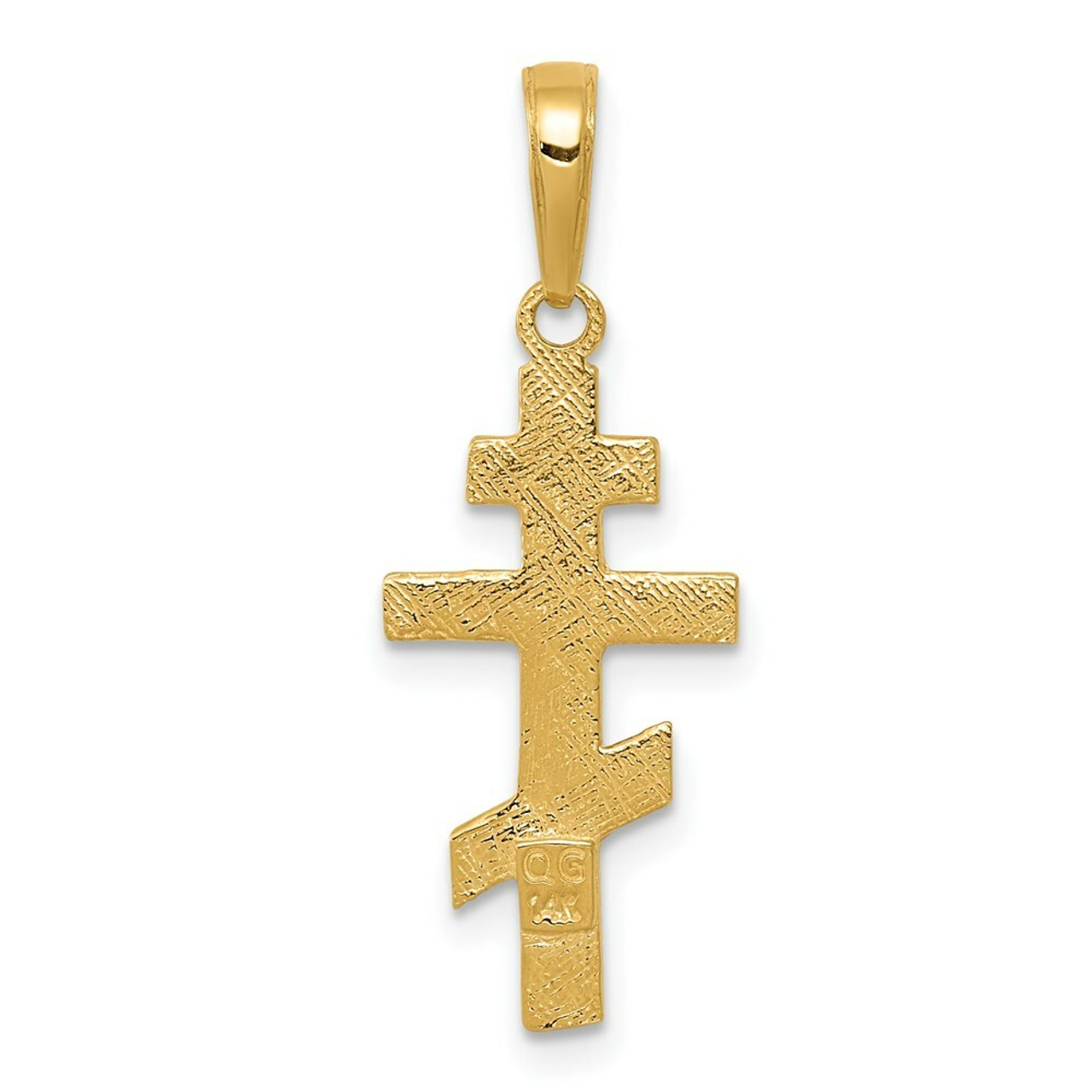 14K Yellow Gold Eastern Orthodox Cross Pendant 26mm length - (A83-588) 14K Yellow Gold Eastern Orthodox Cross Pendant 26mm length - (A83-588)