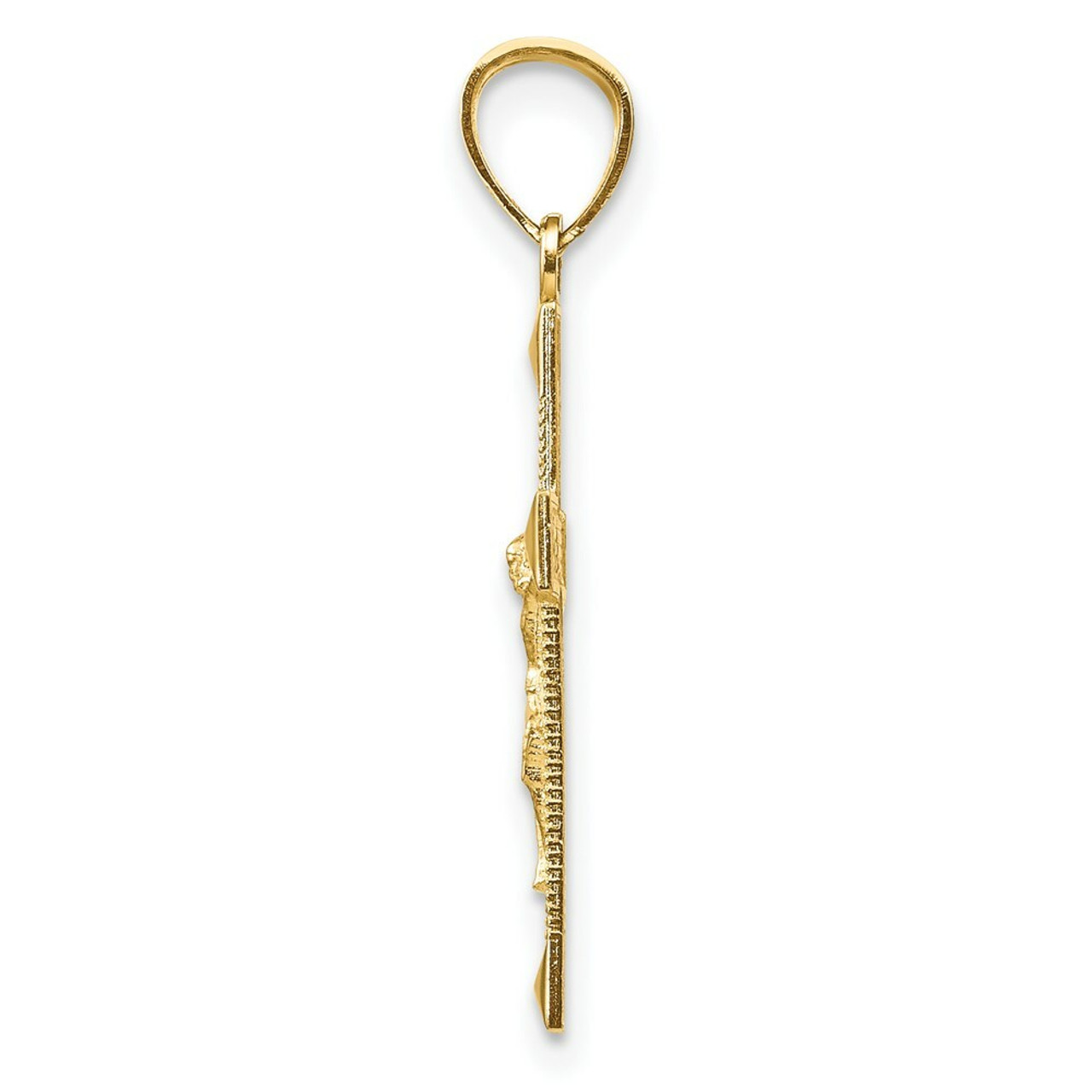 14K Yellow Gold Diamond-cut Crucifix Pendant 27mm length - (A83-659)
