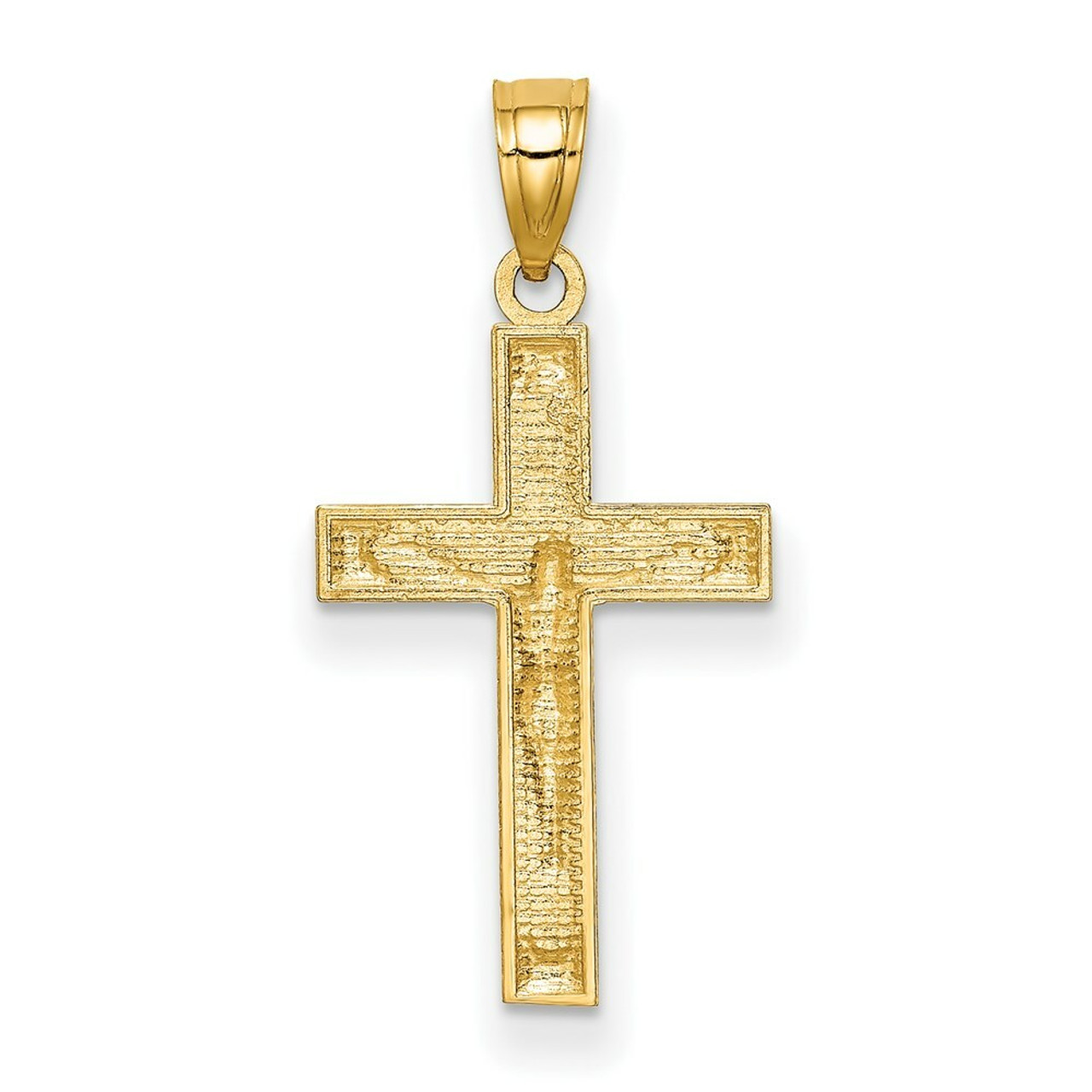 14K Yellow Gold Diamond-cut Crucifix Pendant 27mm length - (A83-659)