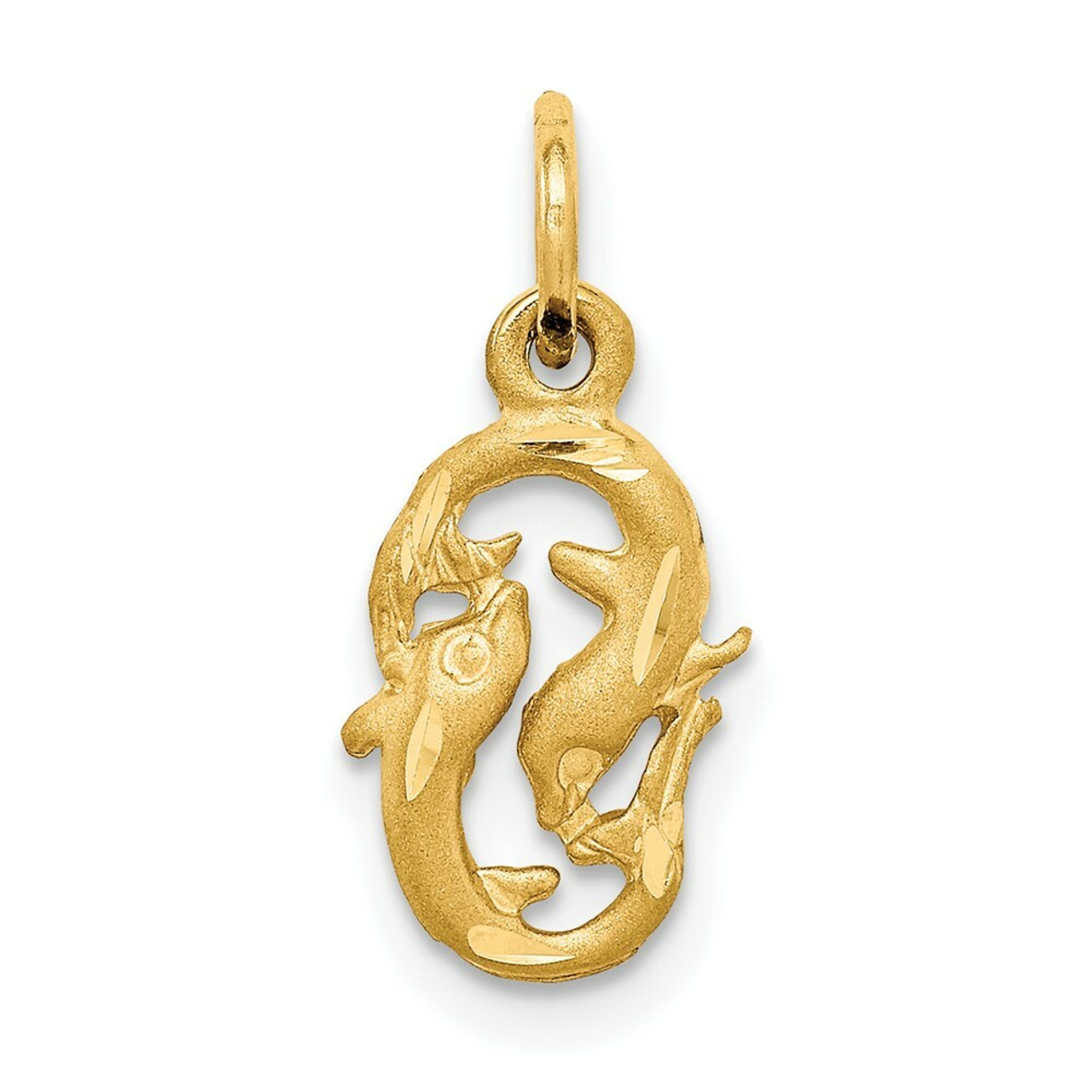 14K Yellow Gold Pisces Zodiac Charm - (A83-899)