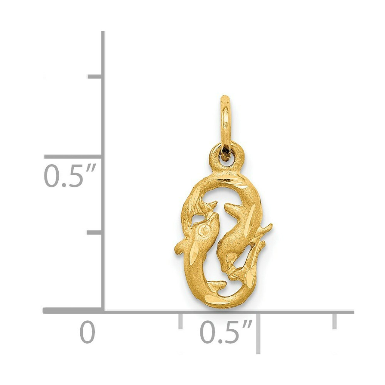 14K Yellow Gold Pisces Zodiac Charm - (A83-899)