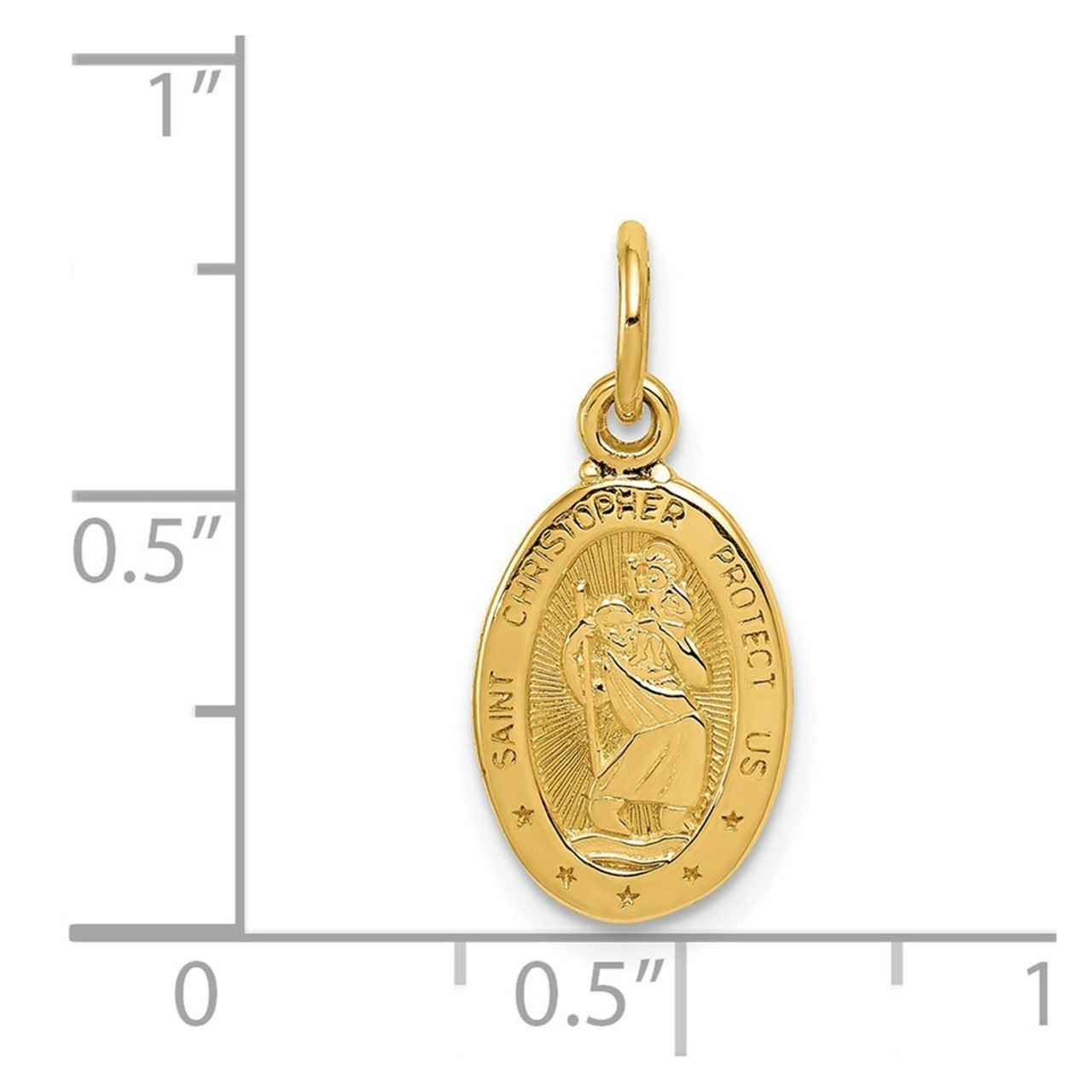 14K Yellow Gold Saint Christopher Medal Charm 10mm width - (A83-929)