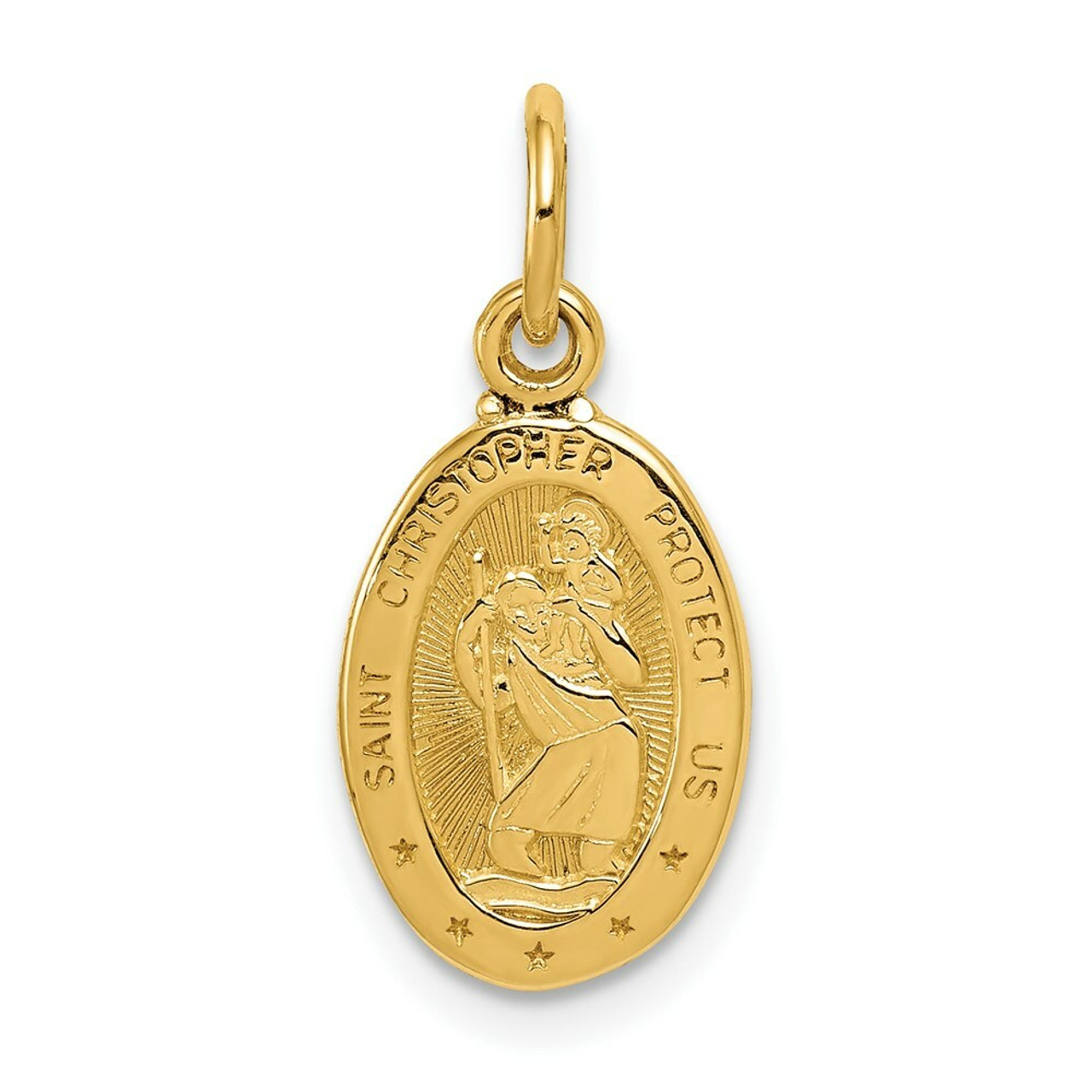 14K Yellow Gold Saint Christopher Medal Charm 10mm width - (A83-929)