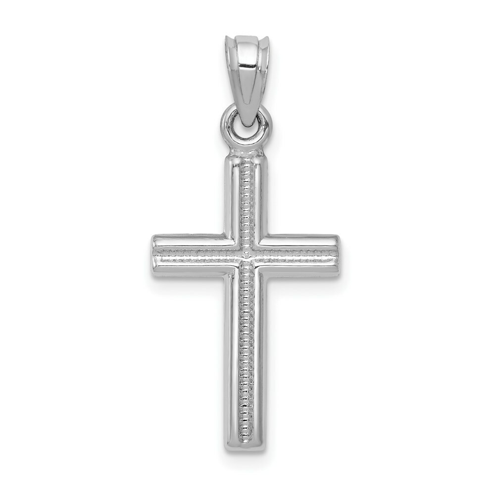 14K White Gold Cross Pendant 29mm length - (A84-234) - Roy Rose