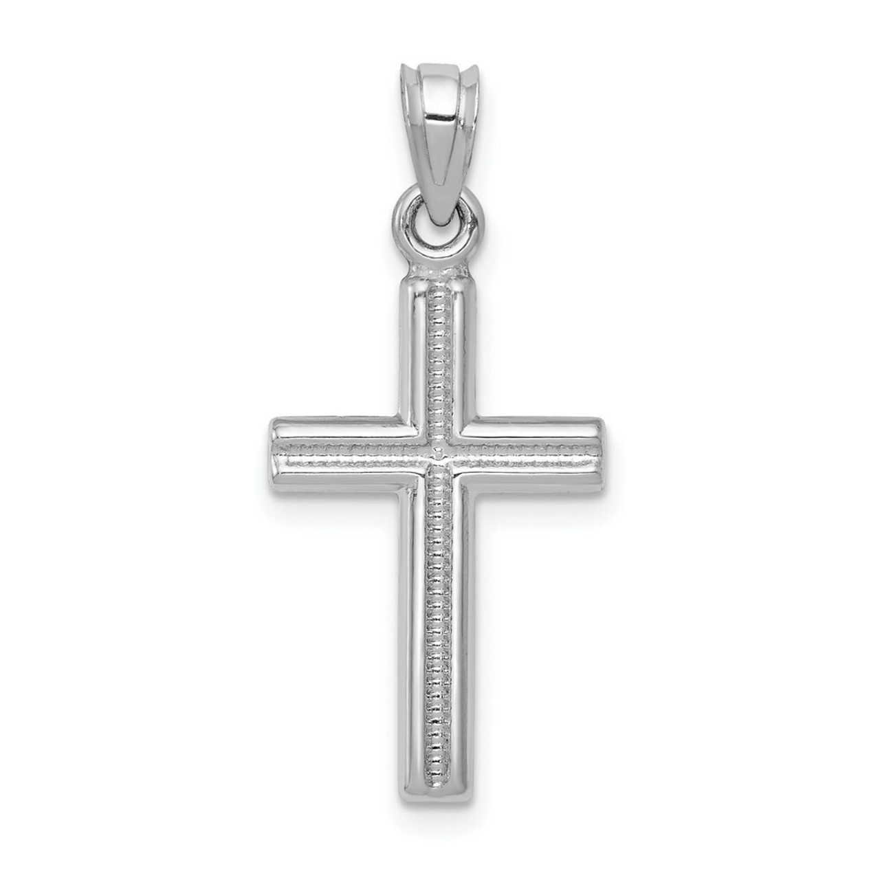 14K White Gold Cross Pendant 29mm length - (A84-234)