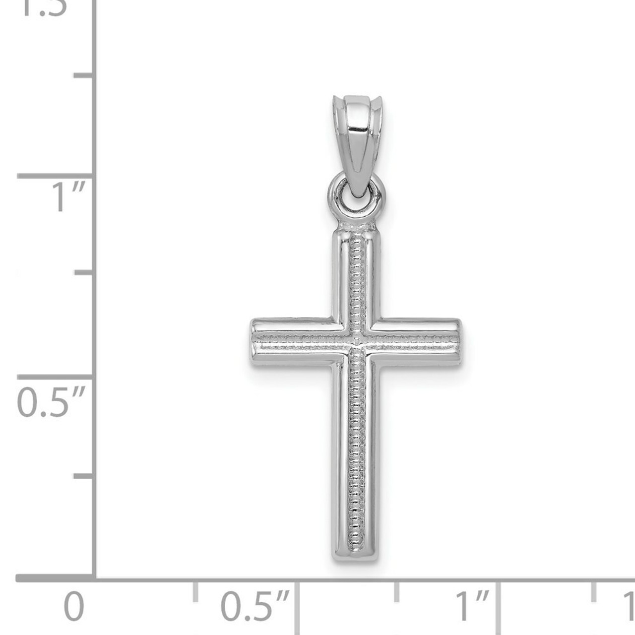 14K White Gold Cross Pendant 29mm length - (A84-234)