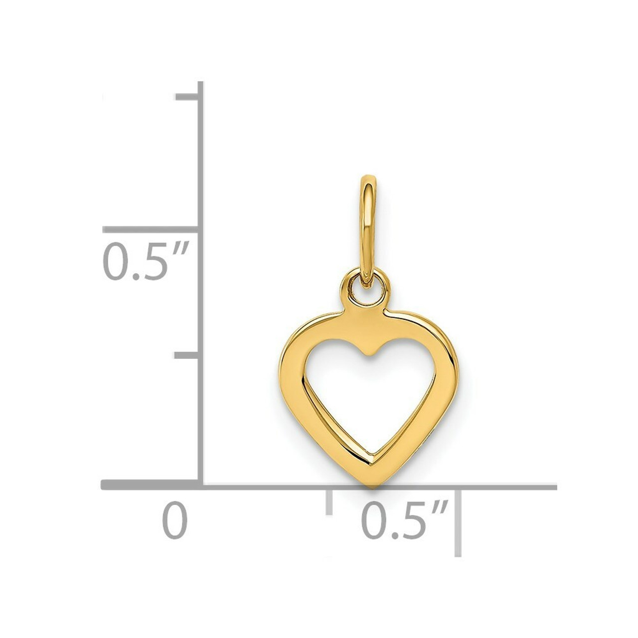 14K Yellow Gold Heart Charm 8mm Diameter - (A84-297)