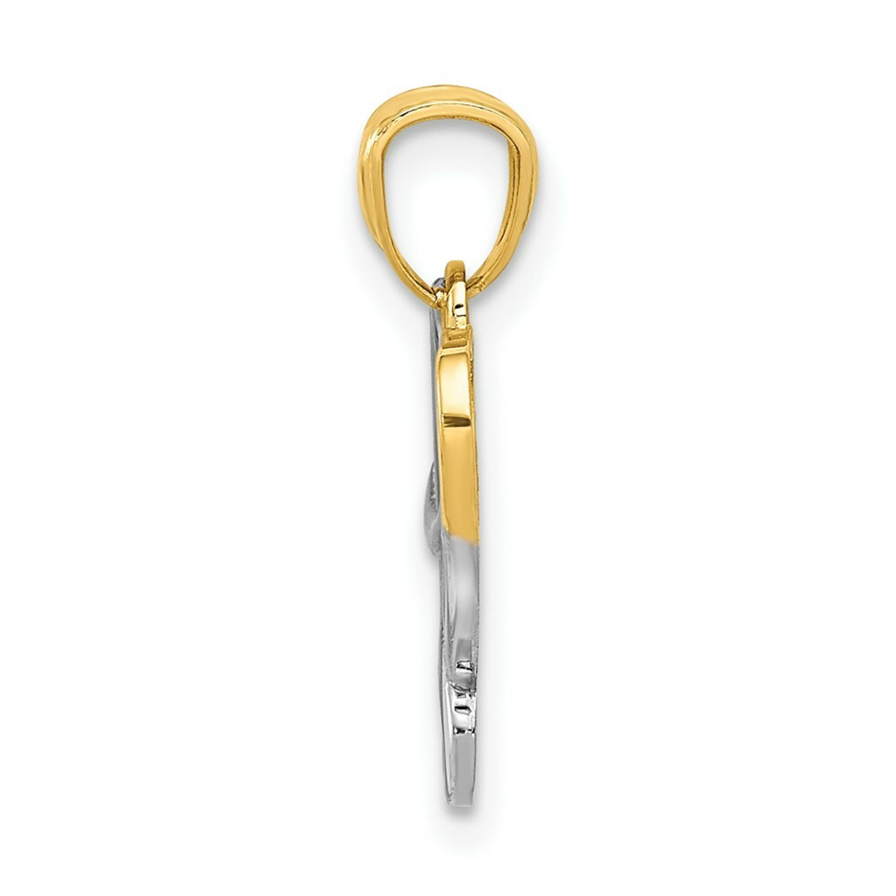 14K Yellow Gold & Rhodium Love Pendant - (A84-583)