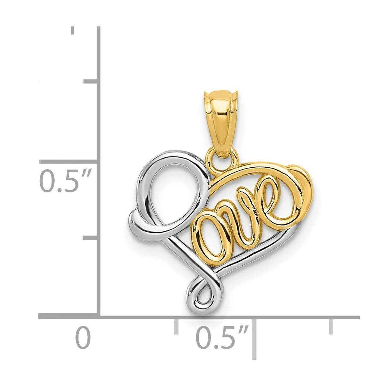 14K Yellow Gold & Rhodium Love Pendant - (A84-583)