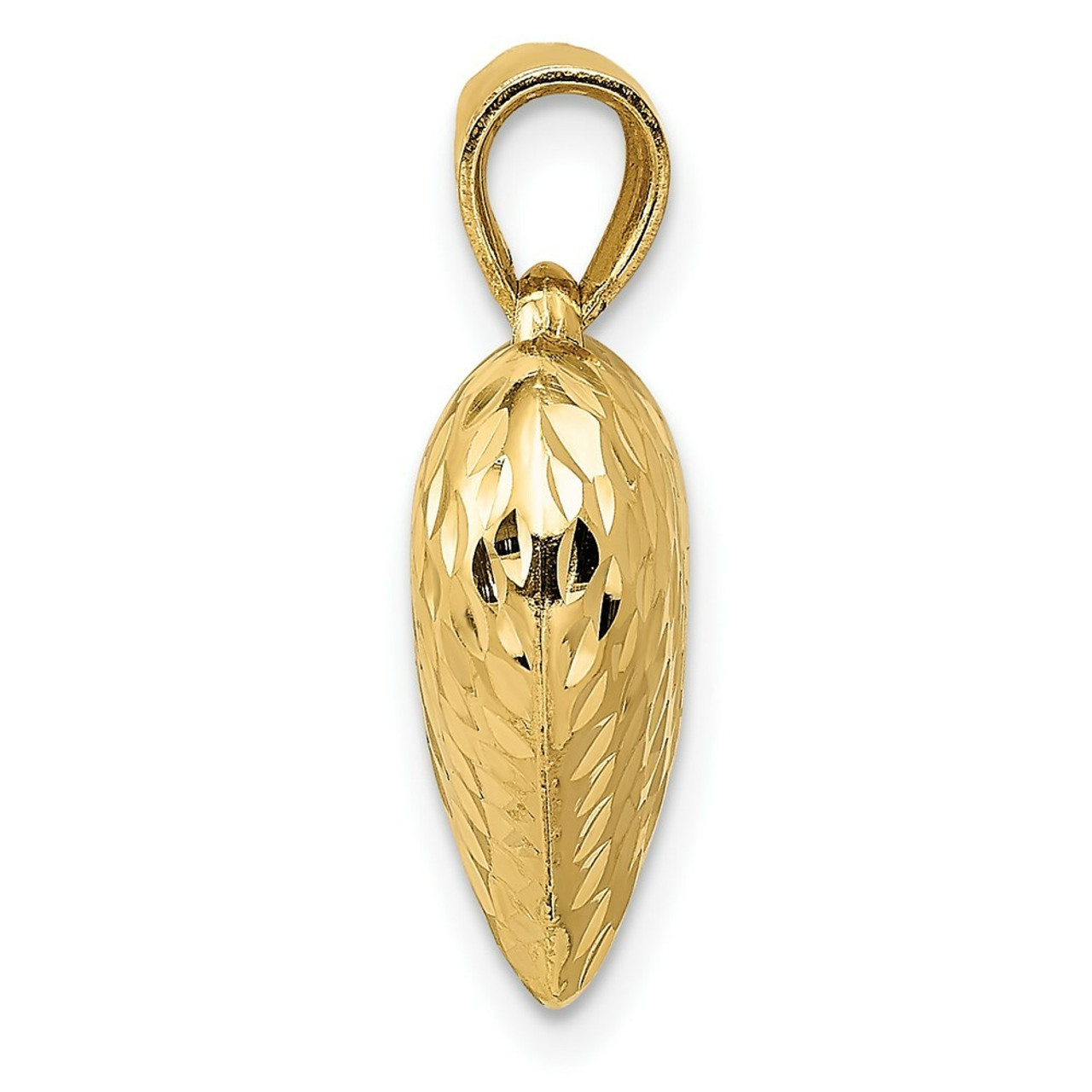 14K Yellow Gold Diamond-cut Puffed Heart Charm - (A84-587)