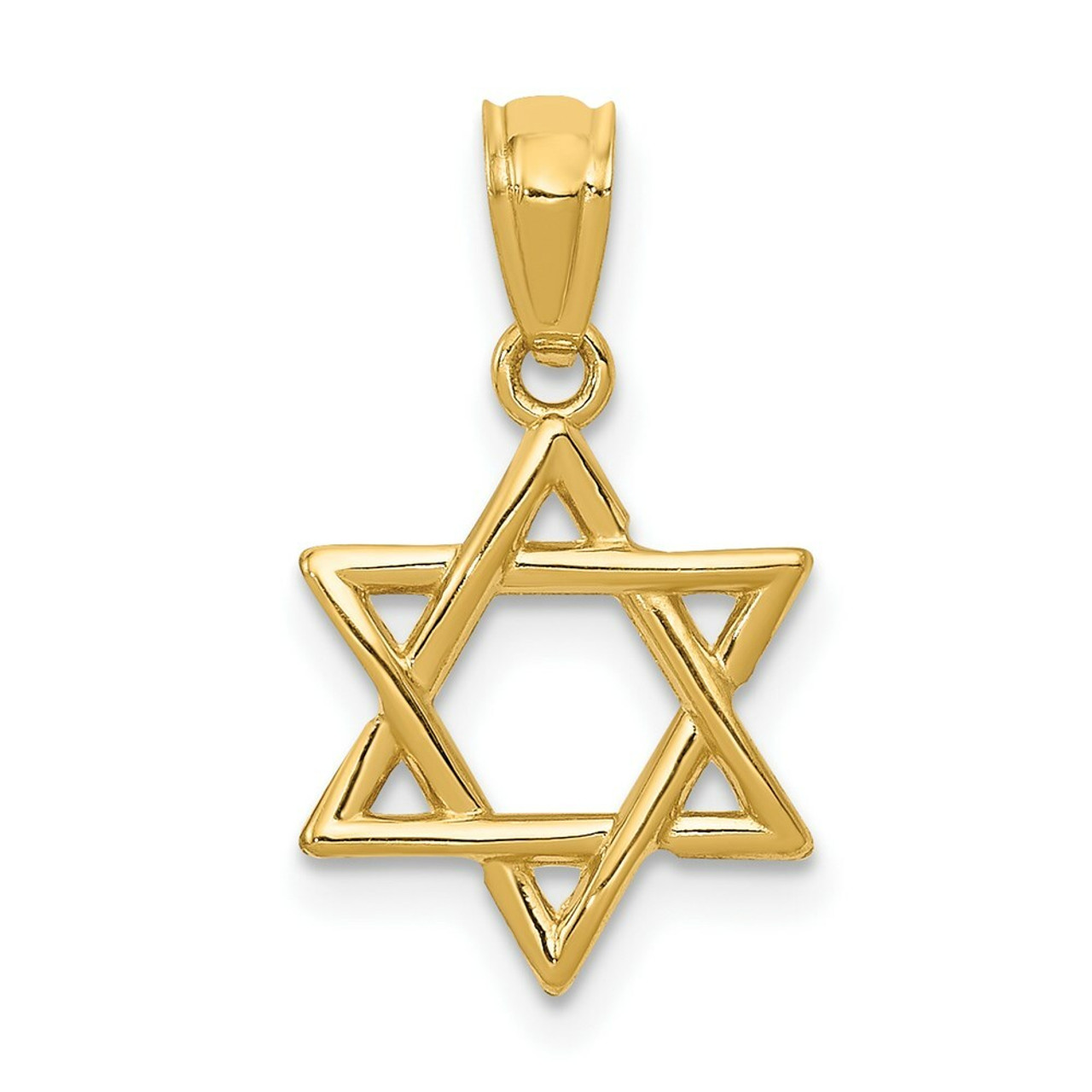 14K Yellow Gold Polished Star of David Pendant - (A84-640)