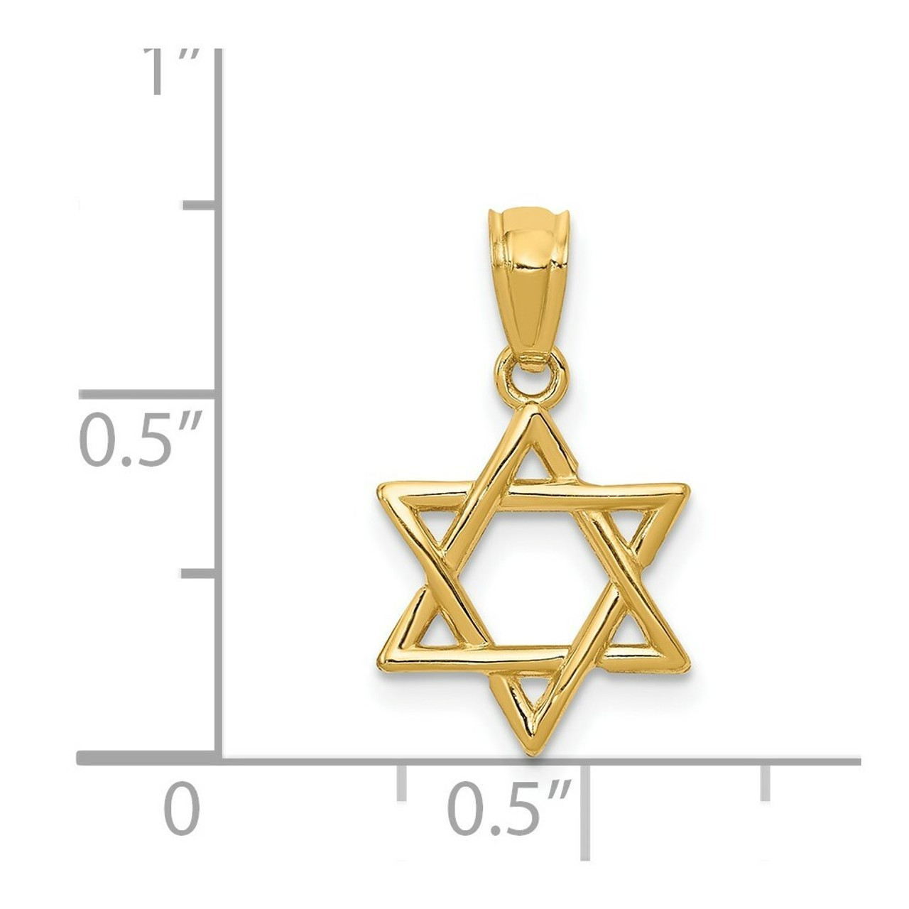 14K Yellow Gold Polished Star of David Pendant - (A84-640)