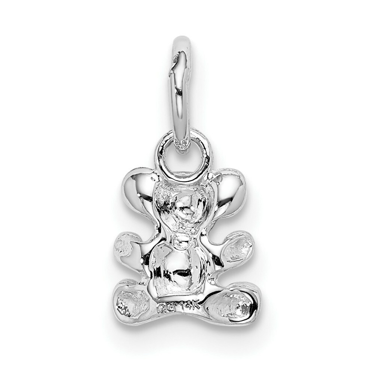 14K White Gold Teddy Bear Charm - (A84-795)