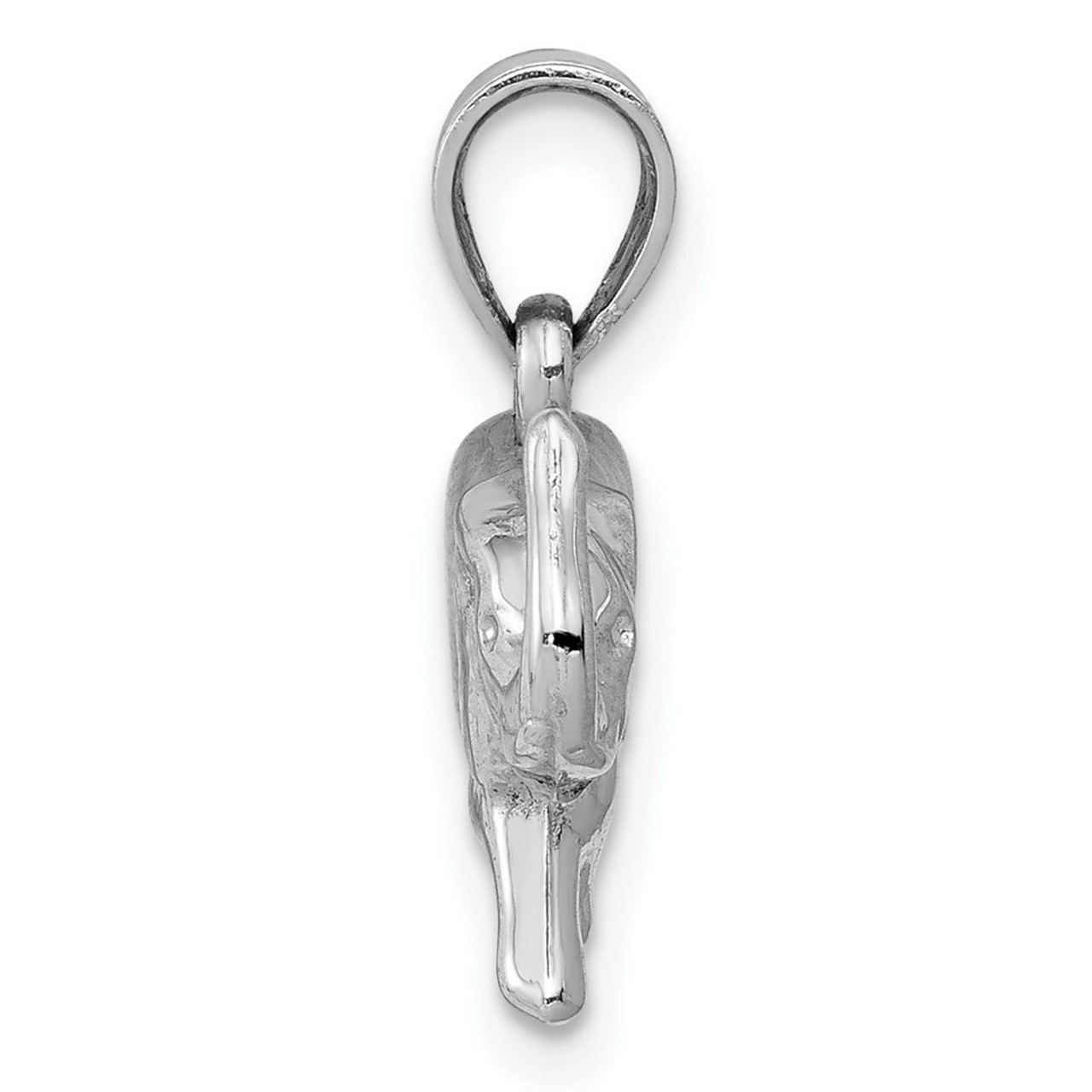 14K White Gold Polished Elephant Pendant - (A85-168)