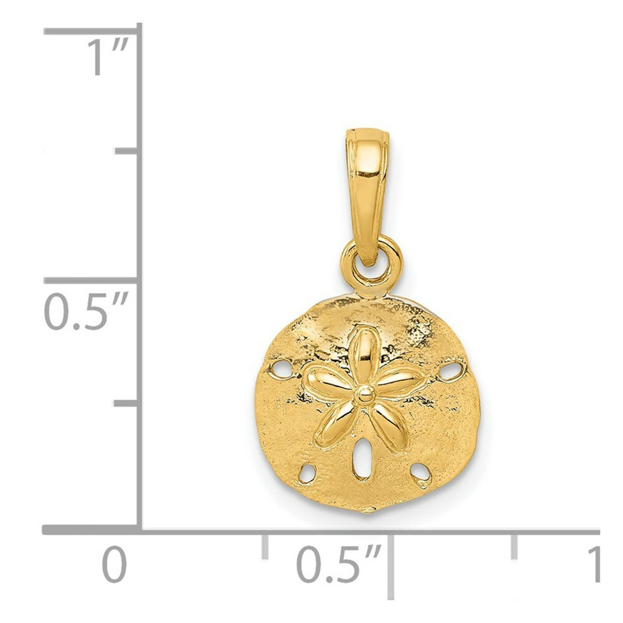 14K Yellow Gold Polished Sand Dollar Pendant - (A85-238)