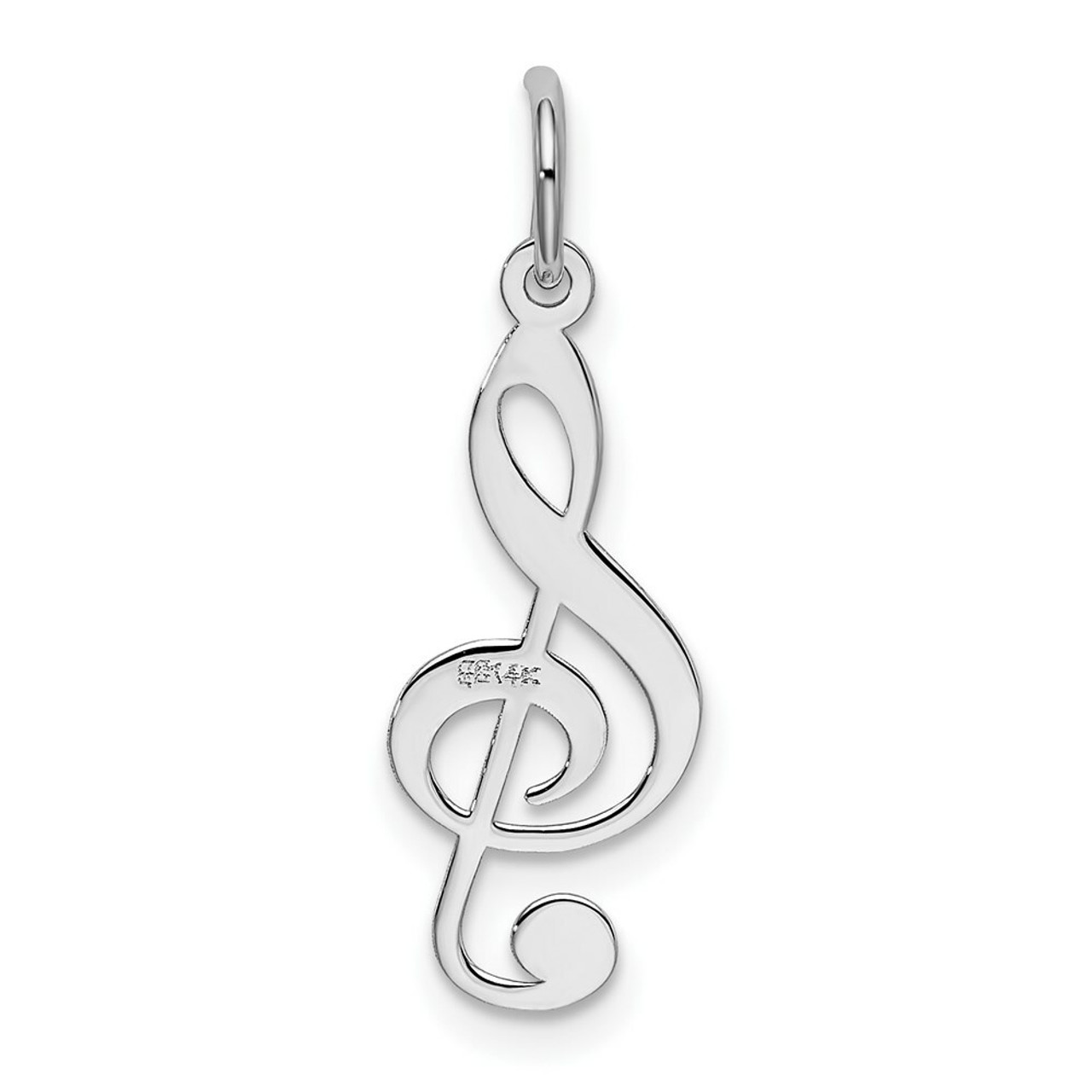 14K White Gold Polished Treble Clef Charm - (A85-404)