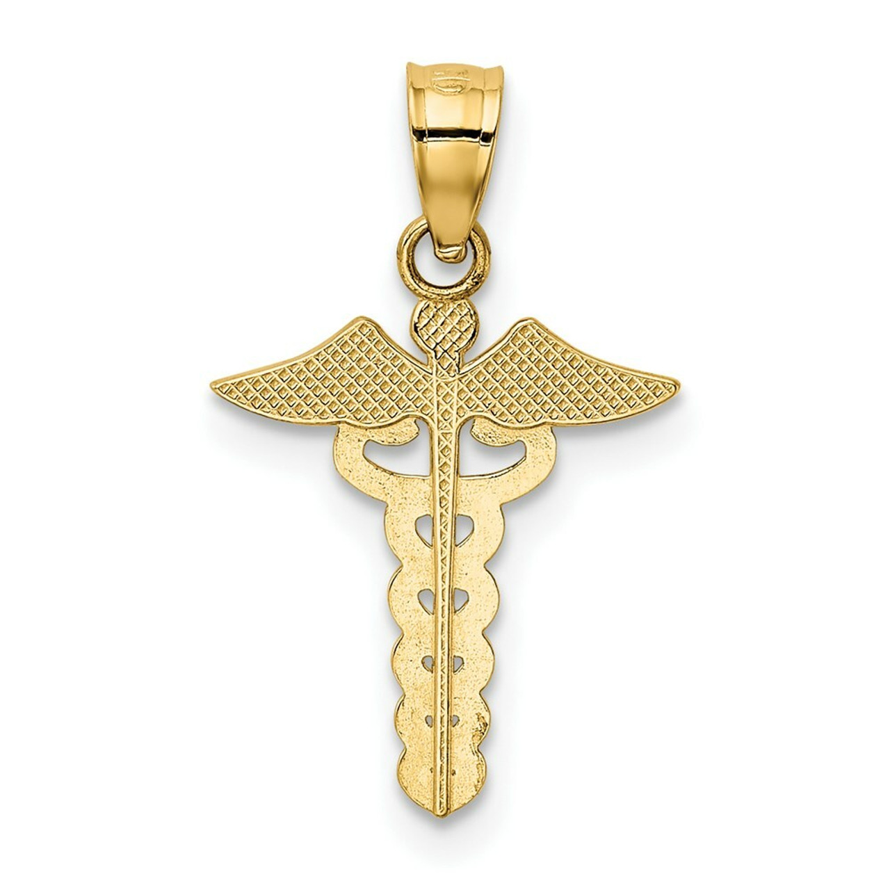 14K Yellow Gold Caduceus Medical Pendant - (A85-485)