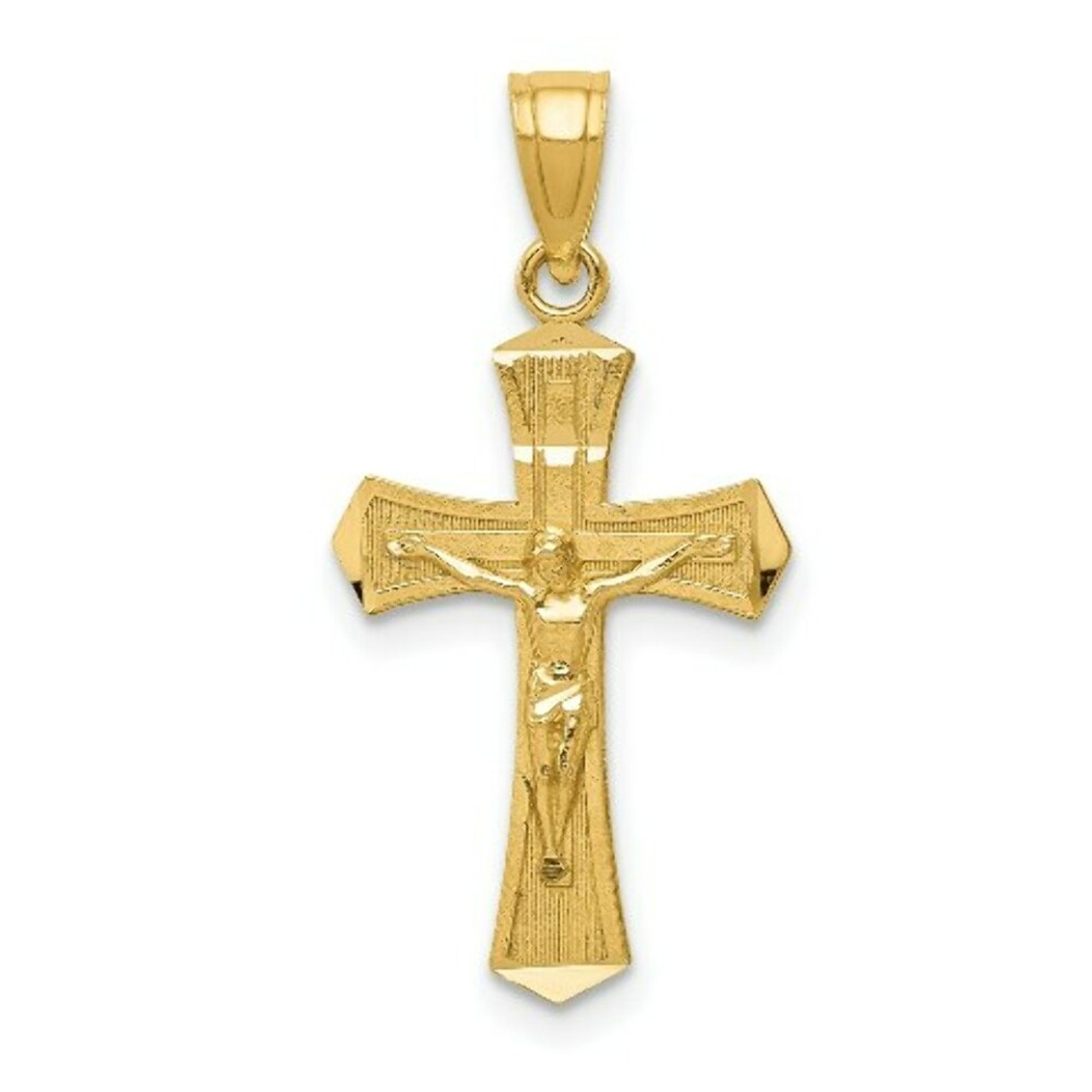 14K Yellow Gold Diamond-cut Crucifix Pendant - (A85-661)