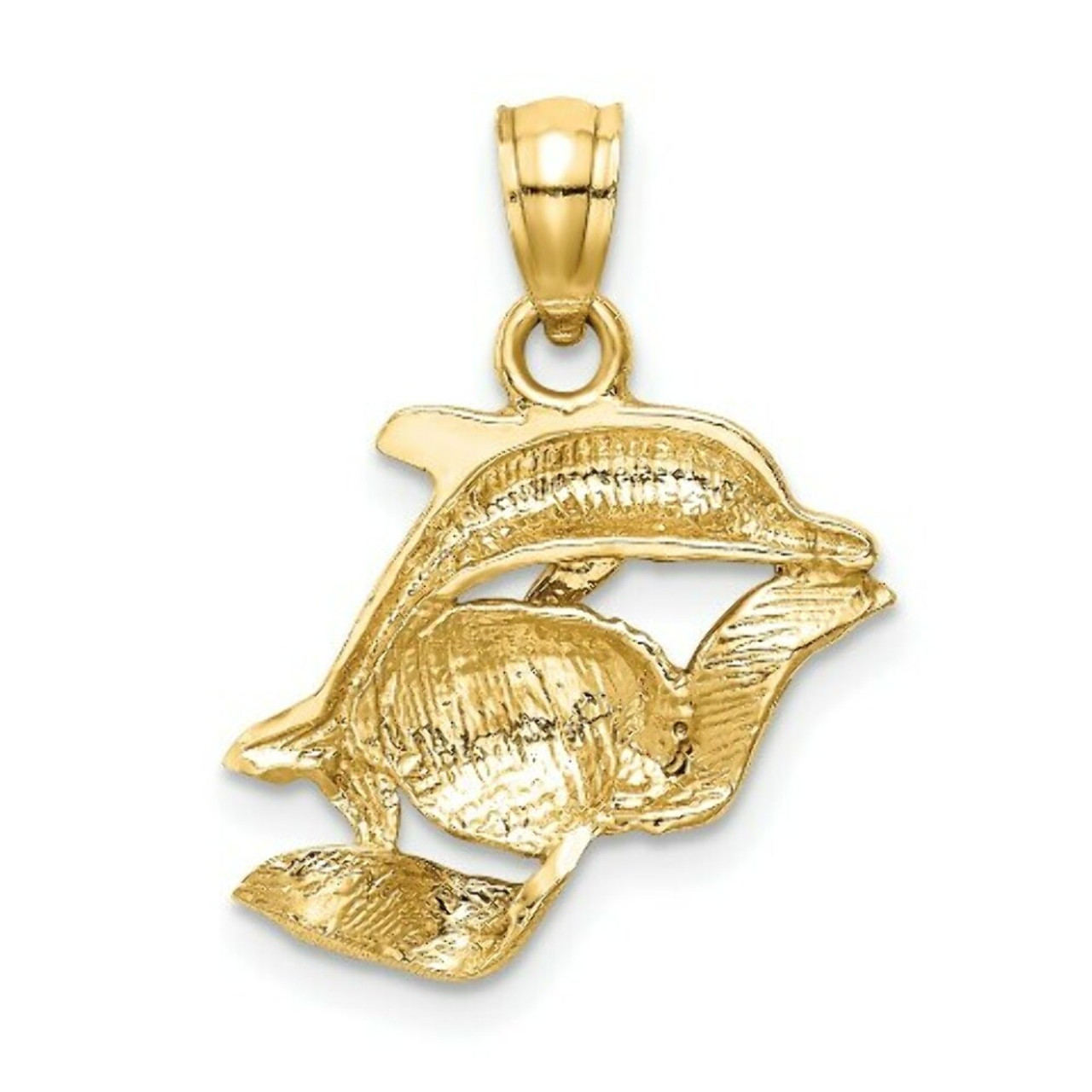 14K Yellow Gold Dolphin Pair Pendant - (A85-722)