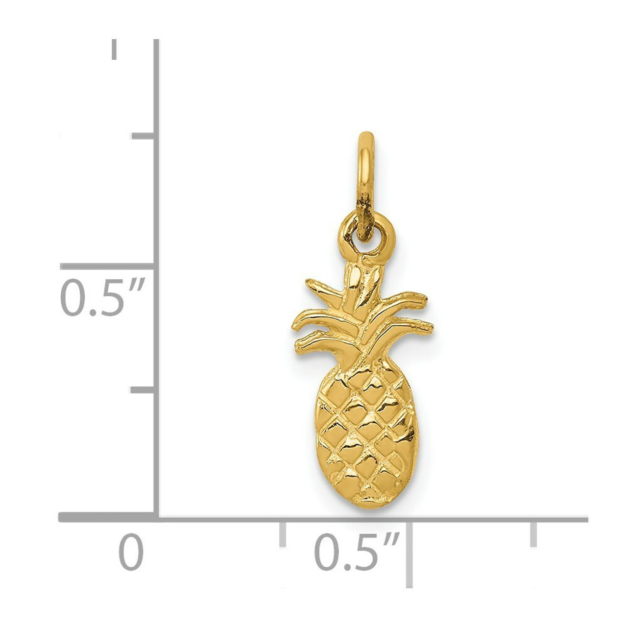 14K Yellow Gold Polished Pineapple Charm - (A86-239)
