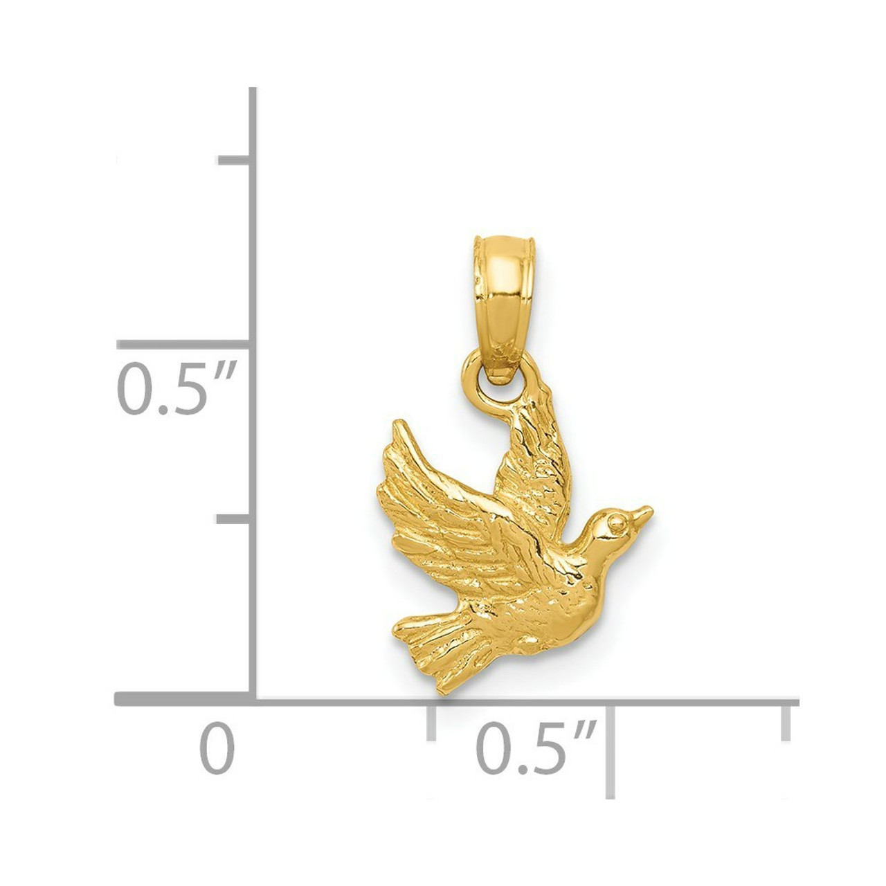14K Yellow Gold Flying Dove Pendant - (A86-935)