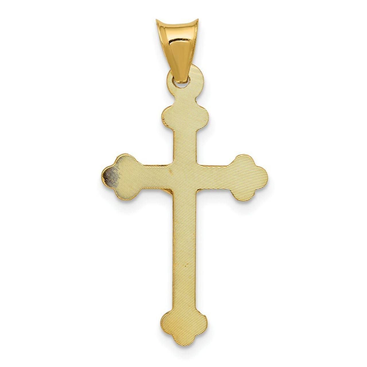 14K Yellow Gold Polished Satin and Diamond-cut Crucifix Pendant 29.5mm length - (A87-235)
