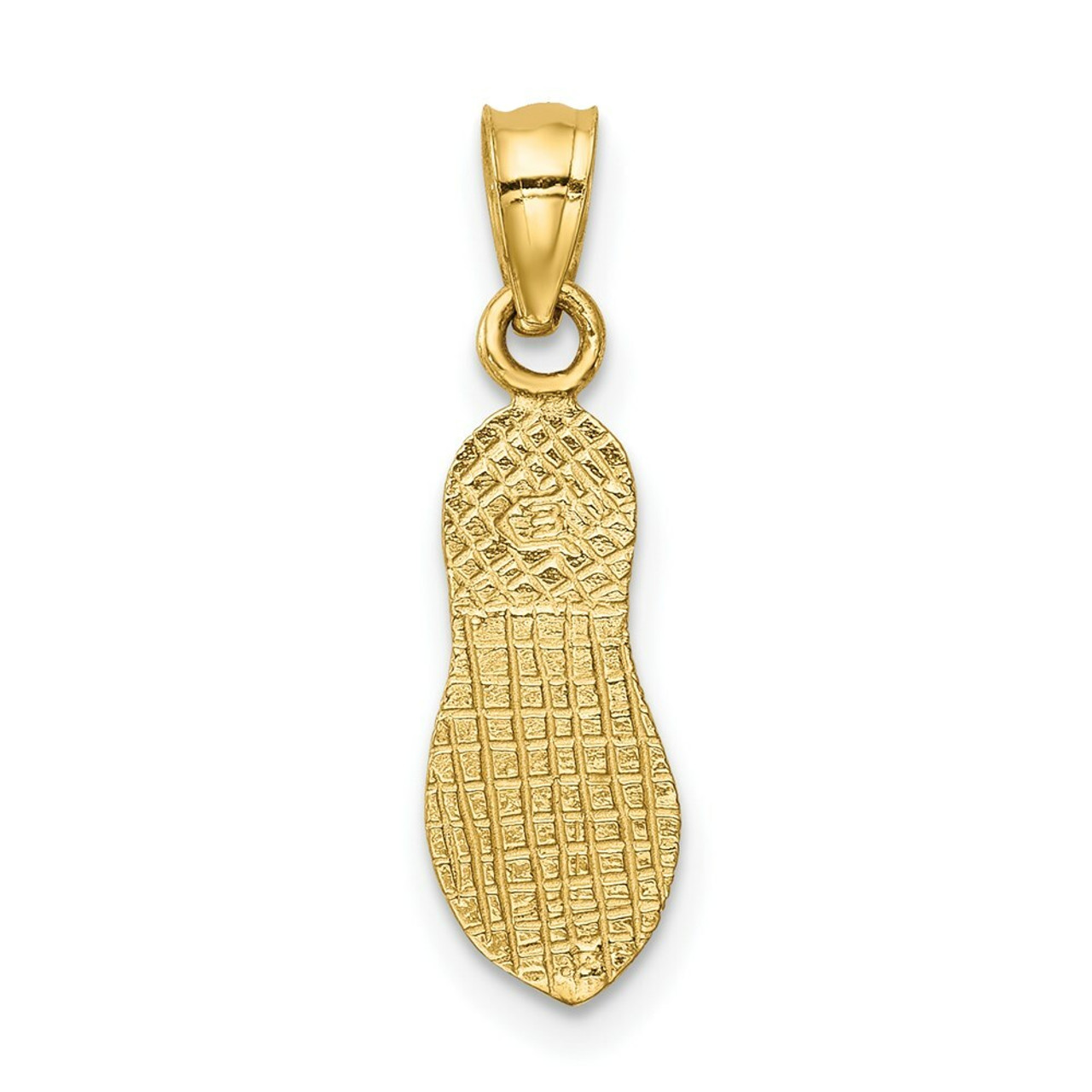 14K Yellow Gold Polished and Textured Flip Flop Pendant - (A87-426)