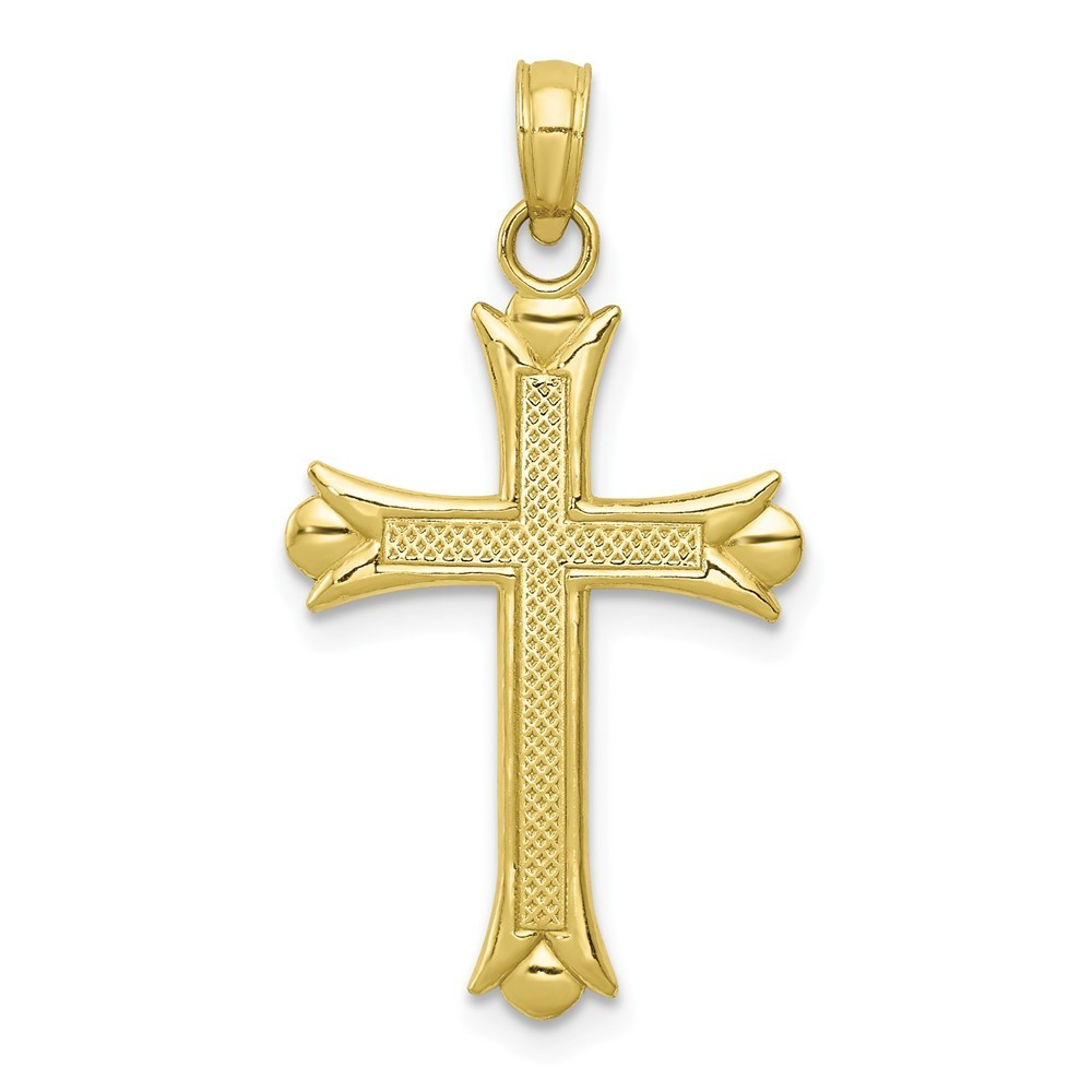 10K Yellow Gold Fleur De Lis Cross Pendant - (A88-940) - Roy Rose
