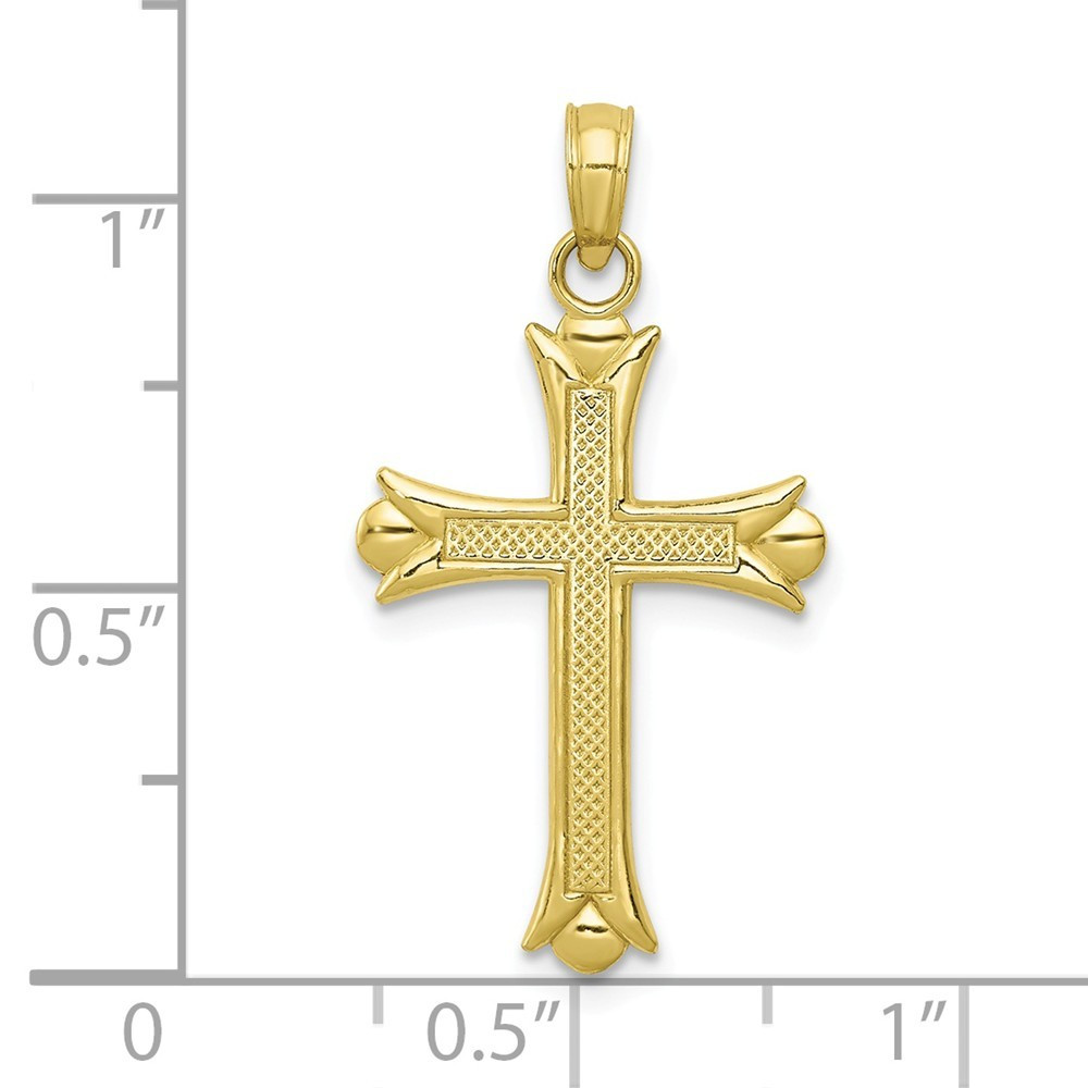 10K Yellow Gold Fleur De Lis Cross Pendant - (A88-940) - Roy Rose