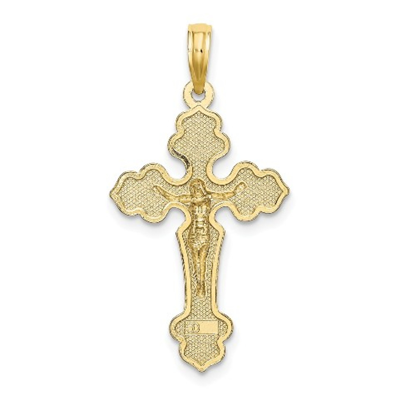 10K Yellow Gold Crucifix With FANCY Tips Charm Pendant - (A89-127)