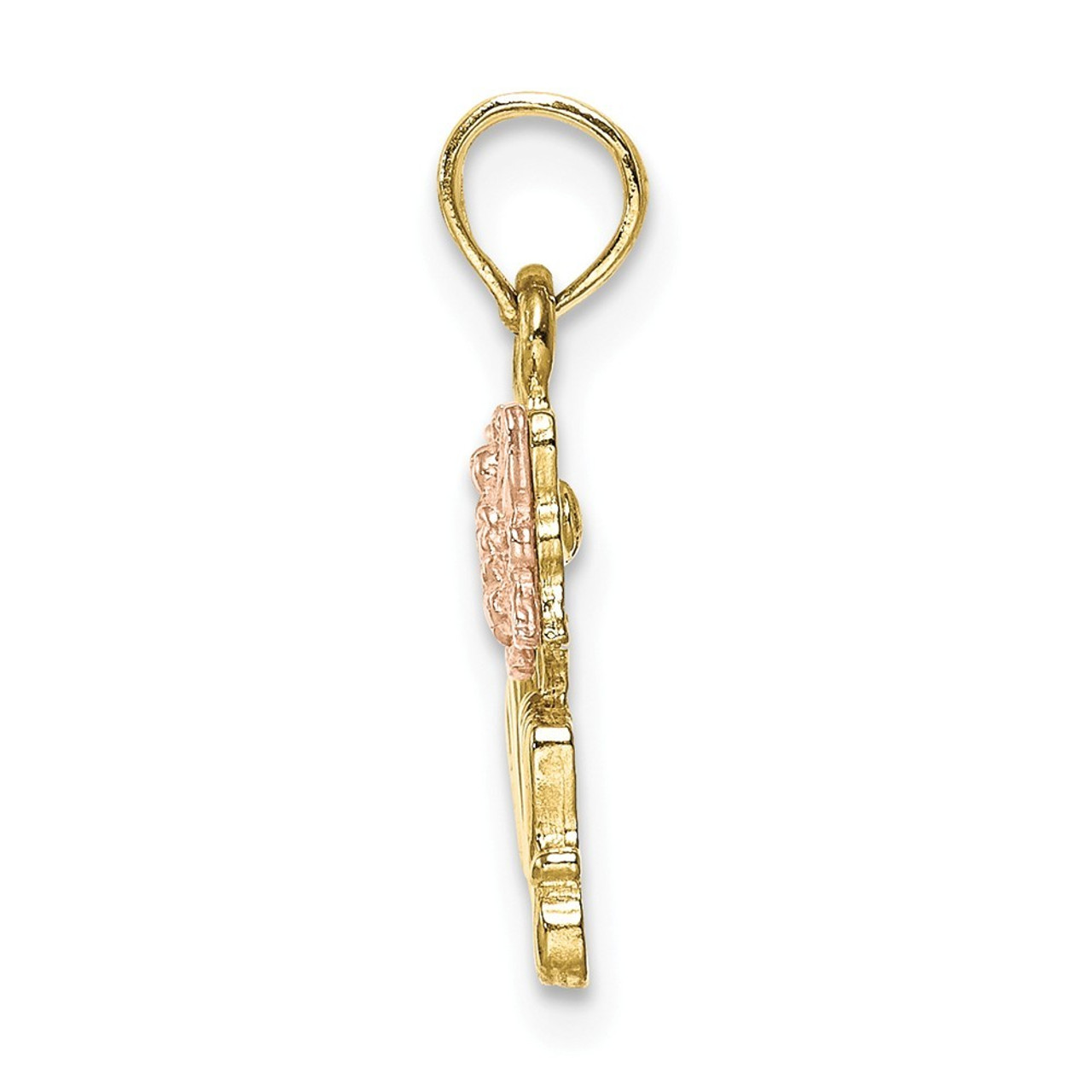 10K Two-tone Gold Mom With Butterfly Charm Pendant - (A89-178)