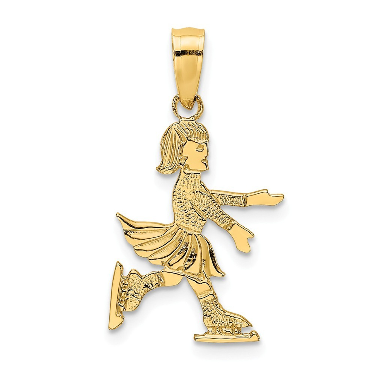 14K Yellow Gold Child Ice Skater Charm Pendant - (A89-587)
