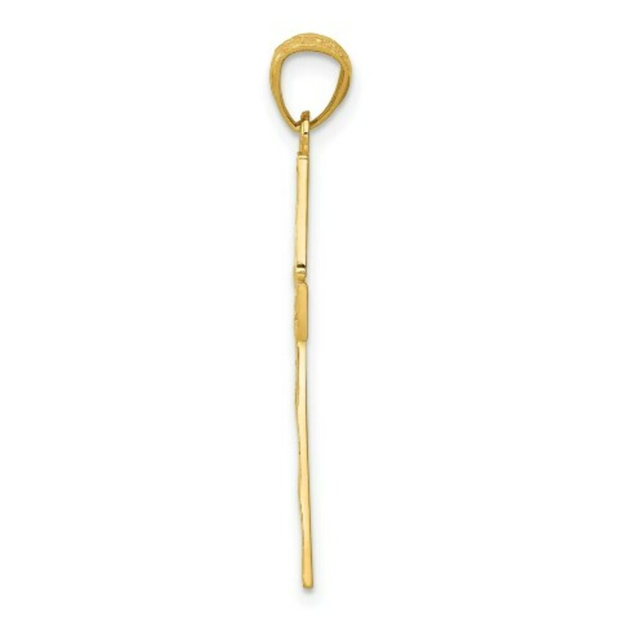 14K Yellow Gold Diamond-cut Filigree Cross Pendant 34mm length - (A98-263)