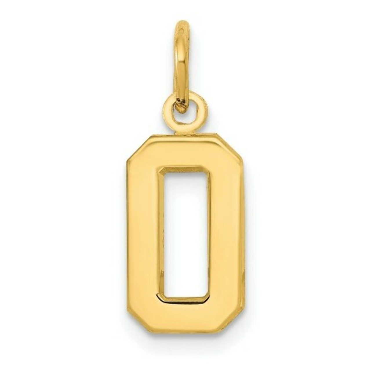 14K Yellow Gold Small Polished Number 0 Charm - (A98-376)